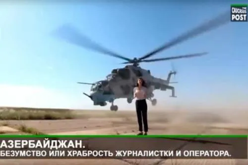 Helicóptero roza la cabeza de periodista en Azerbaiyán mientras hacía reportaje (video viral)