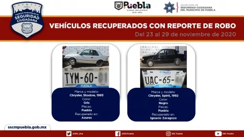 Remitió policía municipal de Puebla 19 vehículos ante el Agente del Ministerio Público