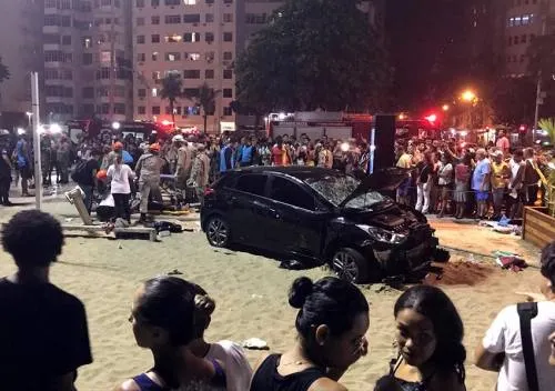 Video: ¡Brutal accidente en Brasil! Auto arrolla a multitud en Copacabana
