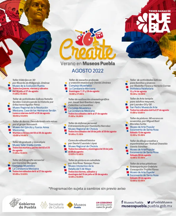 Impartirá Cultura talleres de verano para niñas, niños, jóvenes y adultos