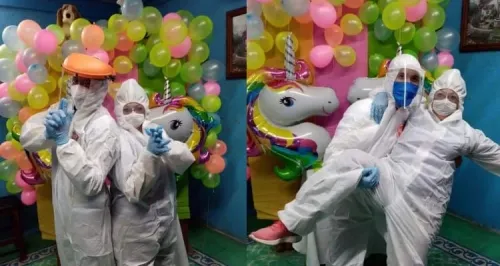 Personal sanitario celebra fiesta privada con equipo de protección donado para atender covid-19
