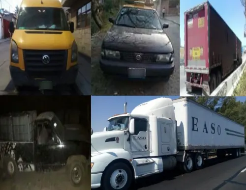 Policías estatales recuperaron cuatro vehículos y tres cajas secas