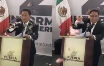 ¡Con basura y flores! Corren al edil de Juan C. Bonilla, José Cinto Bernal, tras su Segundo Informe de Labores