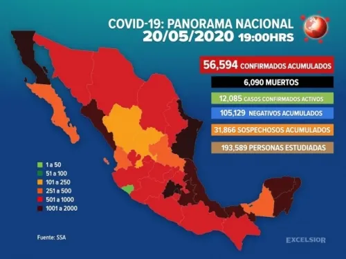 Suman 56,594 los casos positivos de Covid-19 en México