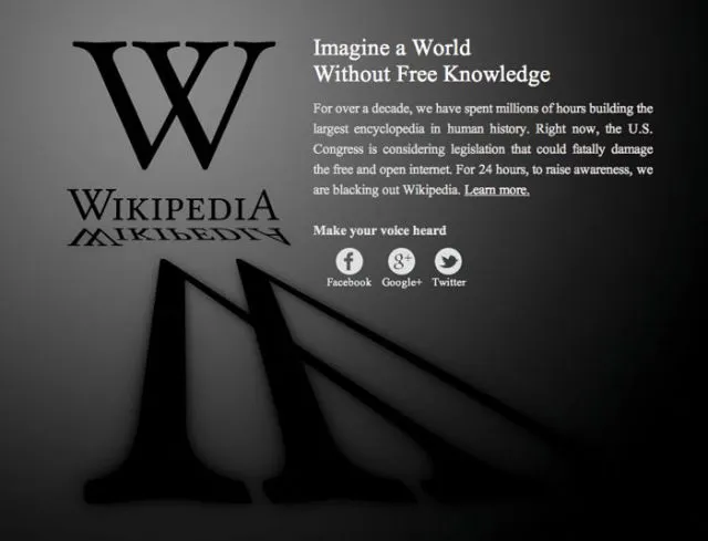 Wikipedia cierra en protesta por plan antipiratería de EU