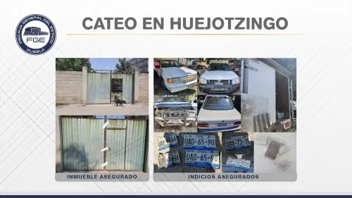 Fiscalía Puebla halló en Xalmimilulco unidades y placas robadas