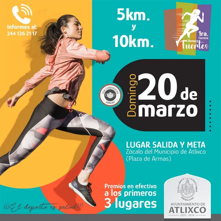 Participa en la carrera “Siempre Fuertes” que promueve la igualdad y equidad de género en Atlixco