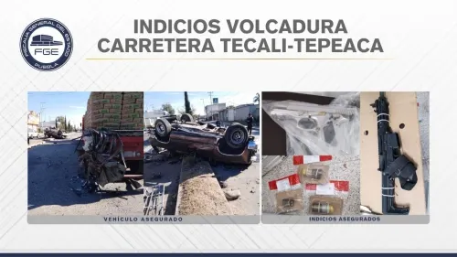 Investiga la Fiscalía volcadura donde fallecen tres hombres que iban armados