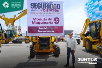 San Martín Texmelucan se beneficia con entrega de módulo de maquinaria para Obra Pública