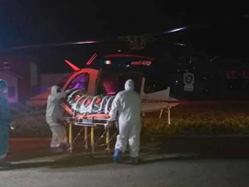 Trasladan en helicóptero a mujer embarazada contagiada de Covid-19 en Hidalgo