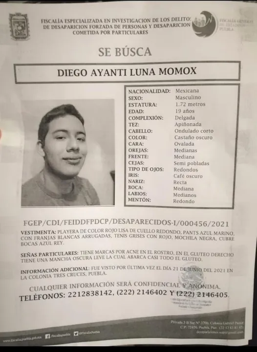 Piden apoyo para localizar a Diego Ayanti Luna