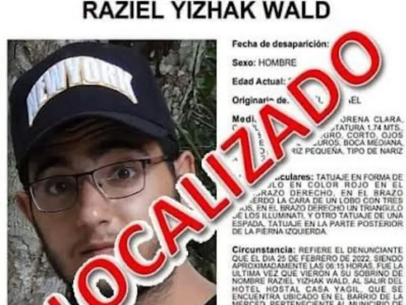 Encuentran con vida en Tabasco a joven israelí desaparecido en Chiapas