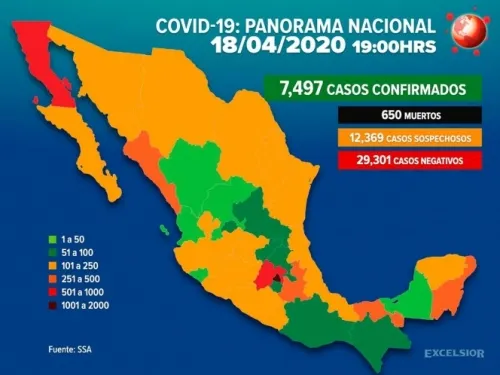Asciende a 7,497 los casos de coronavirus en México