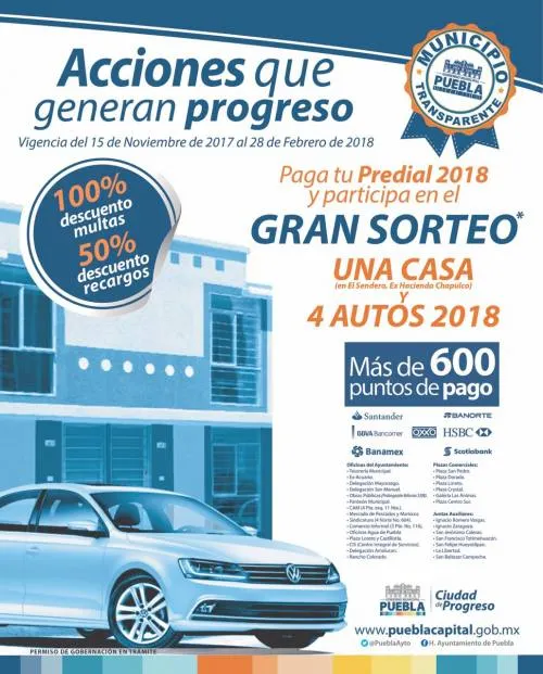 Arranca Pago de Predial Anticipado 2018  del 15 de noviembre al 28 de diciembre de 2017