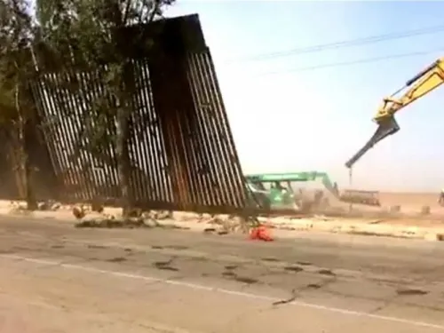 Viento tira muro de Trump en Mexicali