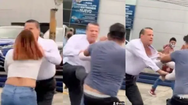 Captan pelea de Alfredo Adame contra mujer; él terminó en el suelo