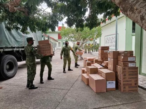 Sedena traslada 3 mil 566 toneladas de insumos médicos