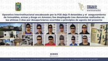 Operativo en Amozoc deja 11 detenidos, armas y droga aseguradas