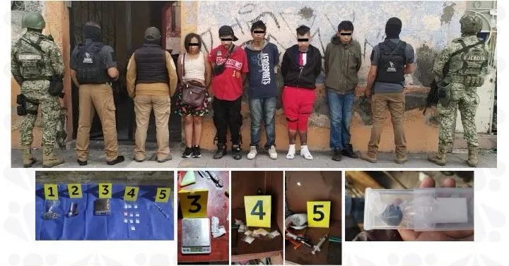Tras denuncias ciudadanas, catea FGE inmueble en Atlixco; detuvo a cinco personas y aseguró narcóticos