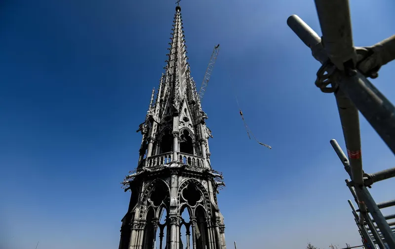 La aguja de Notre Dame, en abril de 2019.