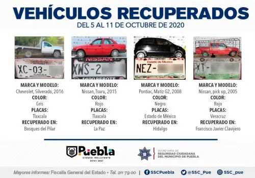 Remitió policía municipal de Puebla 17 vehículos ante el Agente del Ministerio Público