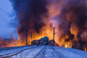 Descarrila y se incendia tren lleno de combustible en Rusia