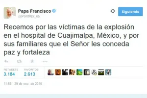 Papa Francisco pide rezar por víctimas de explosión en Cuajimalpa