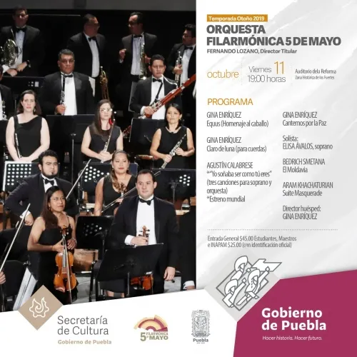 Interpretará Filarmónica 5 de Mayo obras de Gina Enríquez y estreno mundial de obra de Calabrese