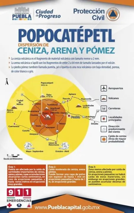 Protección Civil emite recomendaciones ante posible caída de ceniza volcánica en la ciudad