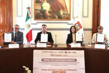 Firman Ayuntamiento de Puebla y Fofomi convenio para fortalecer negocios locales en la capital