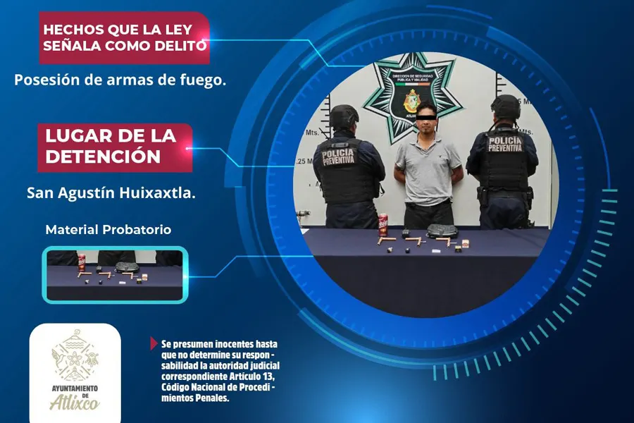 Detenido Atlixco Armas Drogas