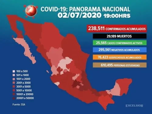 Suman 238,511 los casos positivos de covid-19 en México