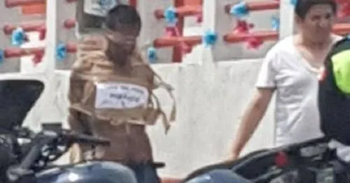 Golpean y amarran a presunto delincuente en la colonia Santa María