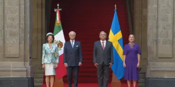 AMLO recibe a los reyes de Suecia en Palacio Nacional 