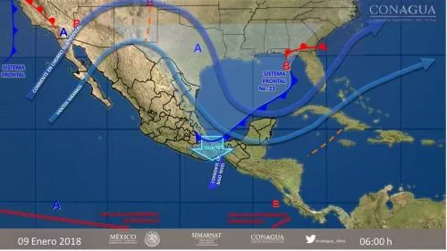 Prevén descenso de temperatura en gran parte del país por frente frío