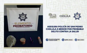 Aseguran a menor en San Pedro Cholula por presuntos delitos contra la salud