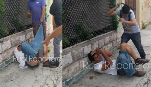 Detienen y golpean a presunto asaltante en la colonia Santa María