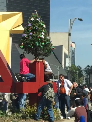 Colocan árbol de Navidad en recuerdo de los 43 normalistas