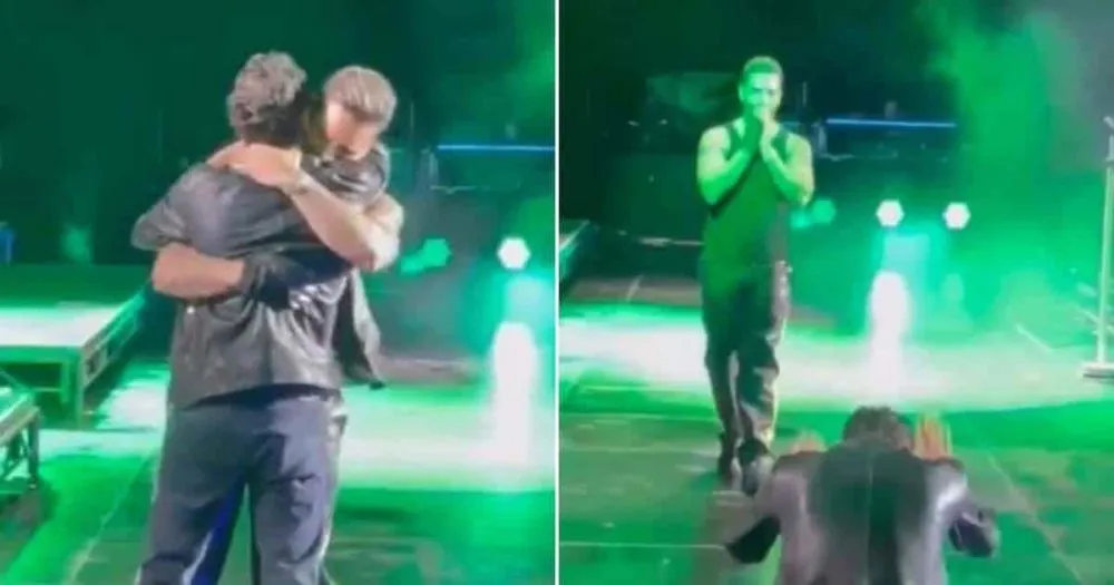 Marc Anthony se arrodilla ante Maluma 