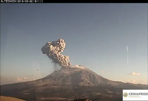 Nueva explosión del Popocatépetl  genera columna de ceniza de 2 km de altura