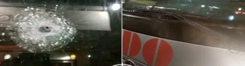 Balean camión de la empresa ADO en la Autopista Puebla-Orizaba