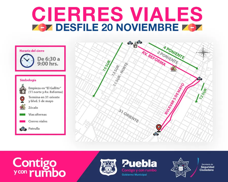 Anuncia ssc dispositivo vial ante desfile de la Revolución Mexicana