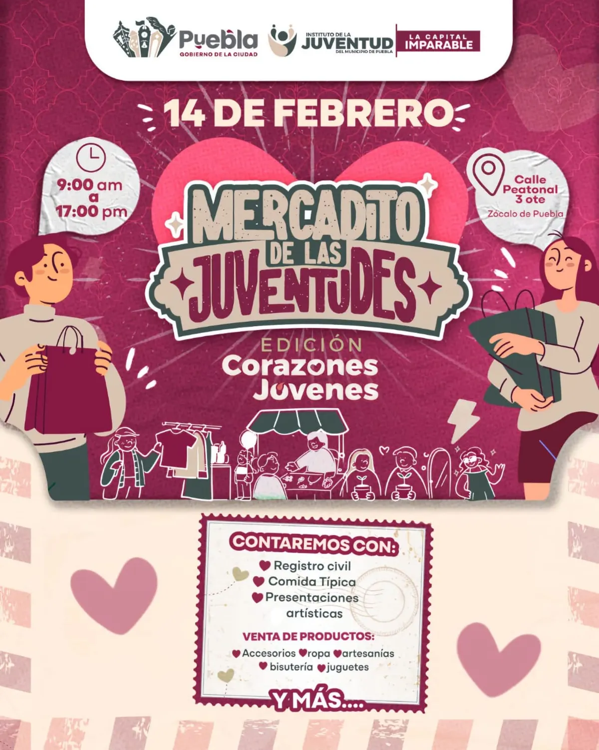 Mercadito “Corazones Jóvenes” llenará de color el Centro Histórico este 14 de febrero