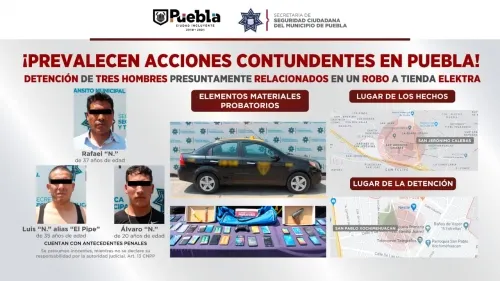 Detuvo SSC a tres hombres por robo a Elektra