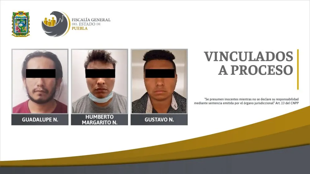 Guadalupe N. de 33 años, Humberto Margarito N. de 24 años y Gustavo N. de 18
