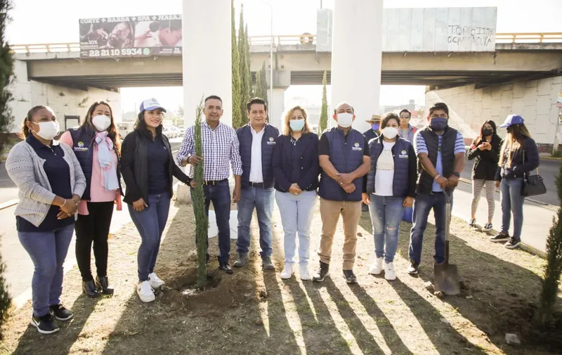 Tercera etapa de reforestación en la carretera Federal Puebla-Atlixco