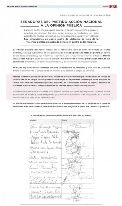 Senadoras del PAN respaldaron a MEA y exigieron al TEPJF respeto a su triunfo