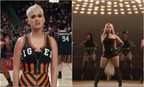 Katy Perry y Nicki Minaj estrenan “Swish Swish” con caras conocidas del cine