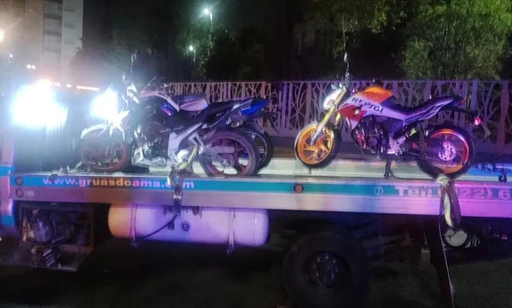 En operativo antiarrancones , aseguran autoridades municipales y estatales cuatro motocicletas en San Andrés Cholula