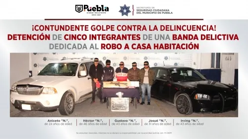 Detienen a banda delictiva dedicada al robo de casa habitación